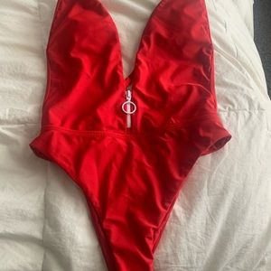 Red one piece swimsuit